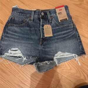 Levi's Distressed Cutoff Denim Shorts in Blue